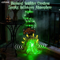 HYPEBAR Animated Floating Witch Broom Halloween Decor with Welcome Sign, Glowing Lights & Spooky Sounds, Touch & Sound Activated, Auto Obstacle Avoidance, Bendable Foldable, Stable Base Easy Setup for Front Door Indoor Holiday Displays, Halloween Aesthet