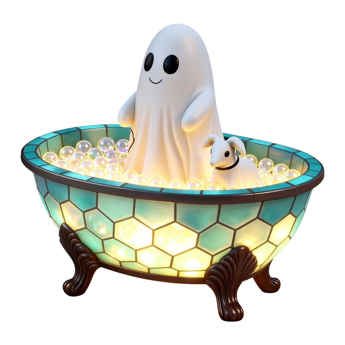 Bifandian Ghost Bathtub Lamp Decoration, Spooky Night Light for Tabletop Decor, Glowing Ghost Figurine Lamp for Bathroom, Shelf, Bedside, Halloween Decoration Indoor