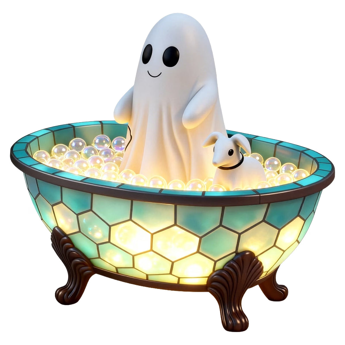 Bifandian Ghost Bathtub Lamp Decoration, Spooky Night Light for Tabletop Decor, Glowing Ghost Figurine Lamp for Bathroom, Shelf, Bedside, Halloween Decoration Indoor